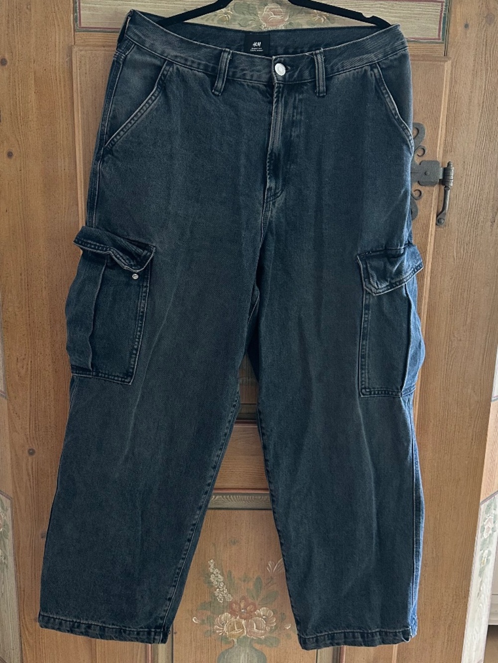 Men's - H&M - Black Denim Cargo Jeans - Size 32/32
